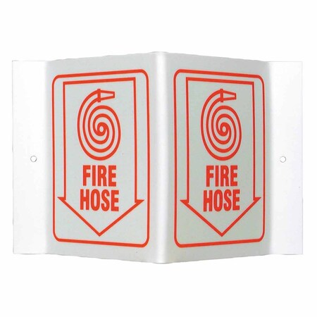 Brady Fire Hose Sign, 6 in Height, 9 in Width, Acrylic, Rectangle, English V1FHG1G